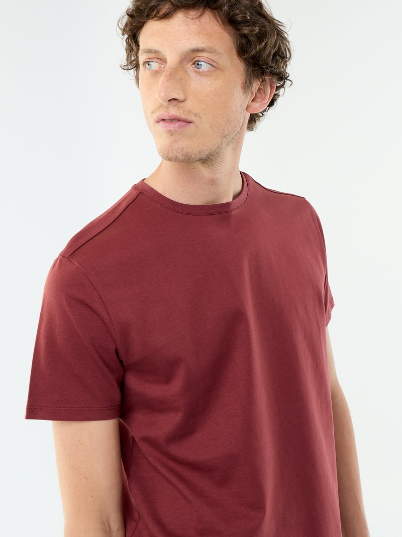 T-shirt en coton à col rond pour homme Rouge - Kiabi