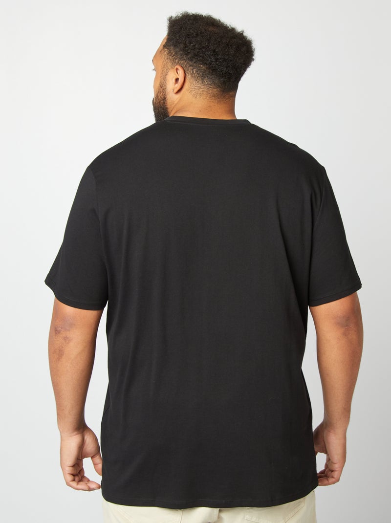 T-shirt en coton à col V pour homme Noir - Kiabi