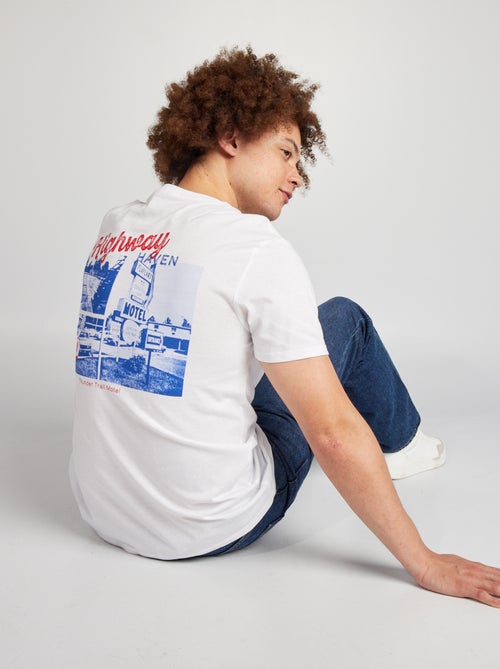 T-shirt en coton à coupe droite avec imprimé - Kiabi