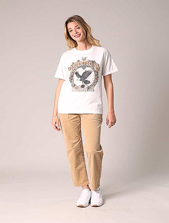 T-shirt en coton avec imprimé aigle et message « Desert Soul » 'Deeluxe'