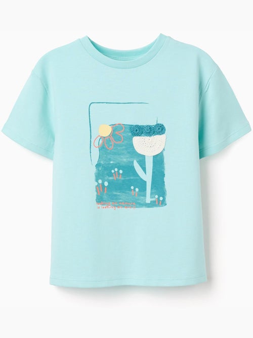 T-shirt en coton à imprimé et appliqué au crochet - Kiabi