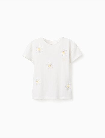 T-shirt en coton à imprimé floral 3D