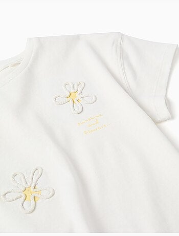 T-shirt en coton à imprimé floral 3D