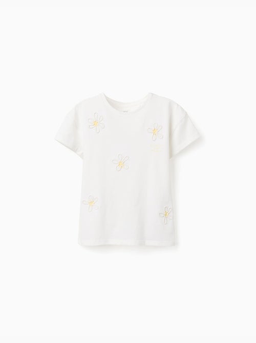 T-shirt en coton à imprimé floral 3D - Kiabi