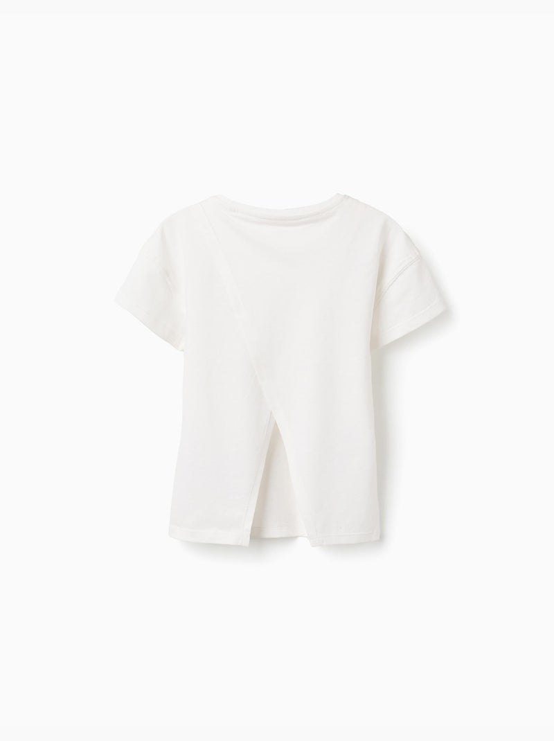 T-shirt en coton à imprimé floral 3D Blanc - Kiabi