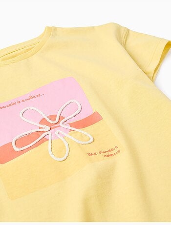 T-shirt en coton à imprimé floral 3D
