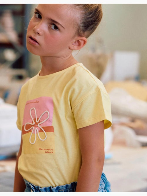 T-shirt en coton à imprimé floral 3D - Kiabi