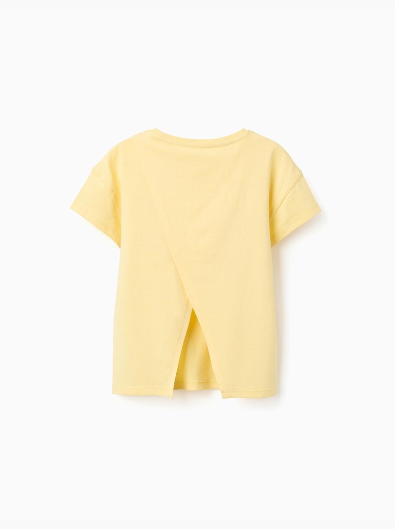 T-shirt en coton à imprimé floral 3D Jaune clair - Kiabi