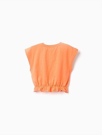 T-shirt en coton à imprimé floral et volants