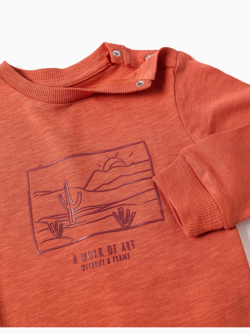 T-shirt en coton à imprimé Work of Art Orange - Kiabi