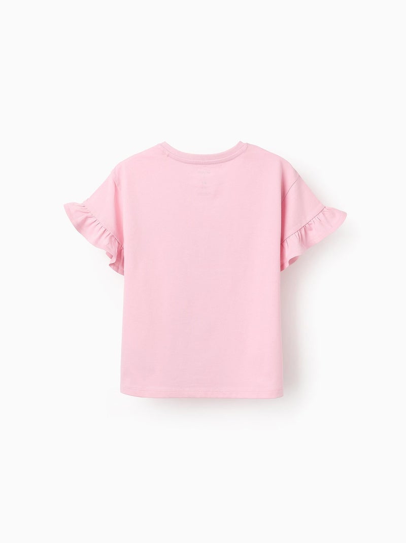 T-shirt en Coton à Manches à Volants Lilo et Stitch Rose clair - Kiabi
