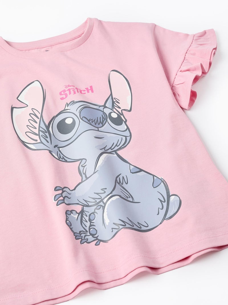 T-shirt en Coton à Manches à Volants Lilo et Stitch Rose clair - Kiabi