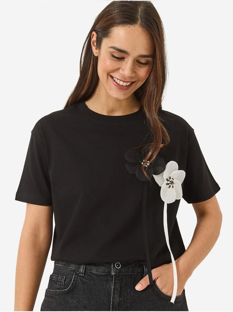 T-shirt en coton à manches courtes accessory lucci Noir - Kiabi