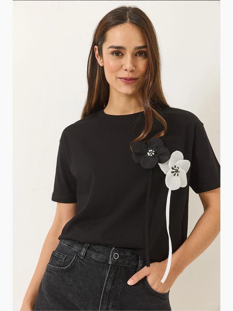 T-shirt en coton à manches courtes accessory lucci Noir - Kiabi