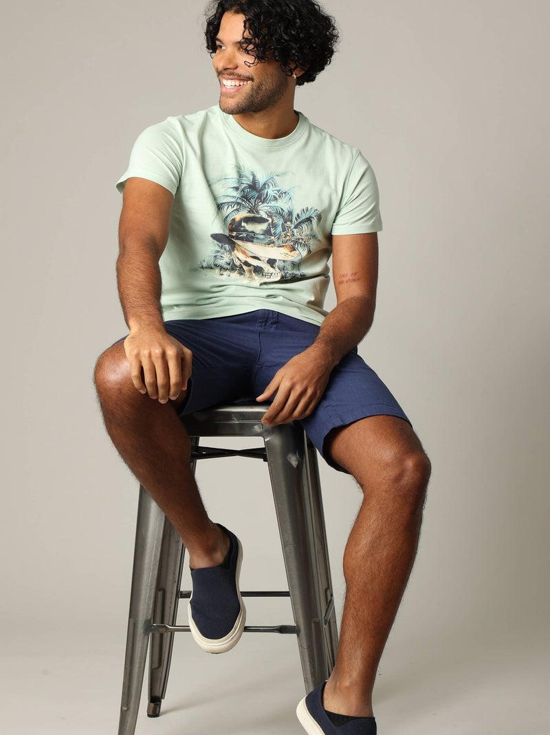 T-shirt en coton à manches courtes avec graphisme sur le devant 'Deeluxe' Vert clair - Kiabi