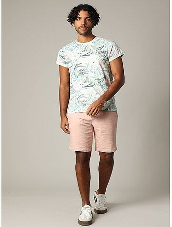 T-shirt en coton à manches courtes avec poche poitrine et motif tropical 'Deeluxe'