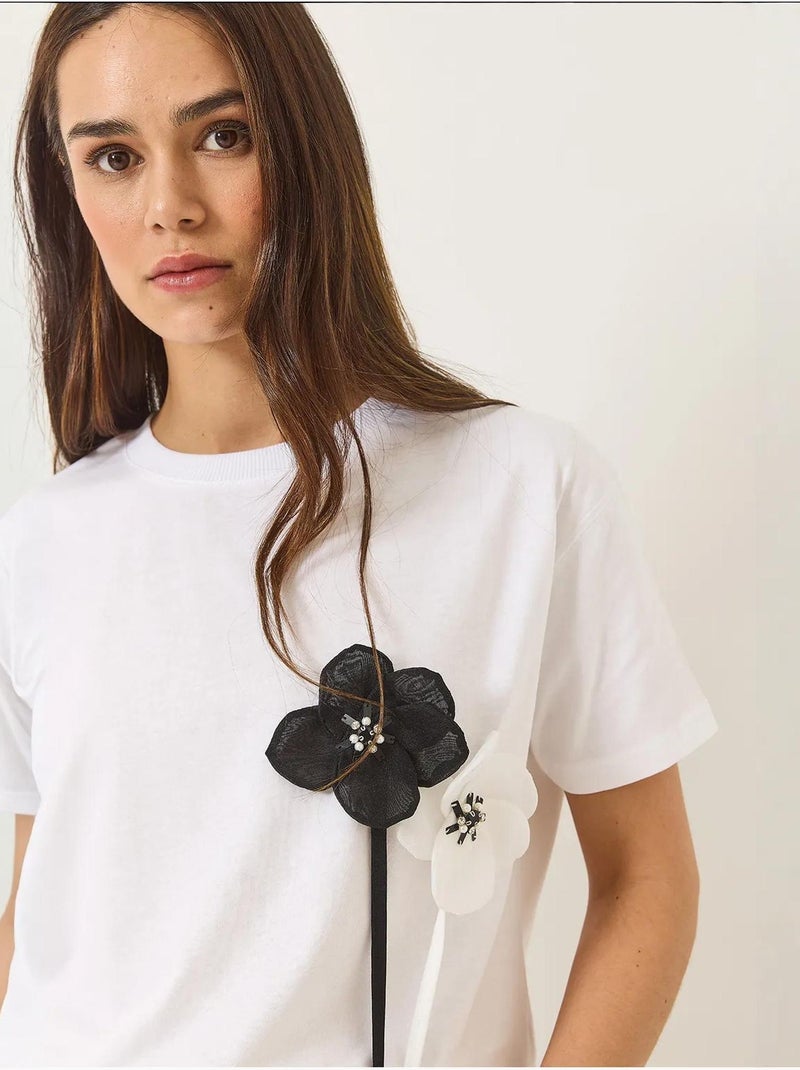 T-shirt en coton à manches courtes lucci accessory Blanc - Kiabi