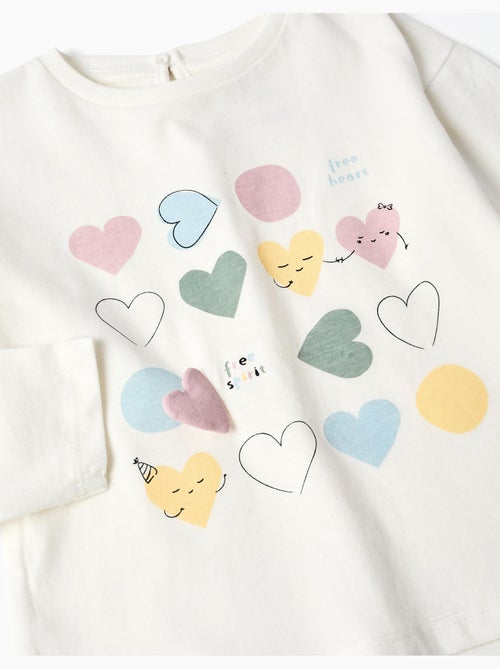 T-shirt en coton à manches longues avec cœurs imprimés - Kiabi T-shirt en coton à manches longues avec cœurs imprimés - Kiabi