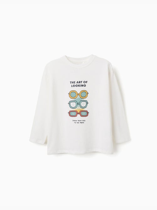 T-shirt en coton à manches longues avec imprimé Art of Looking - Kiabi T-shirt en coton à manches longues avec imprimé Art of Looking - Kiabi