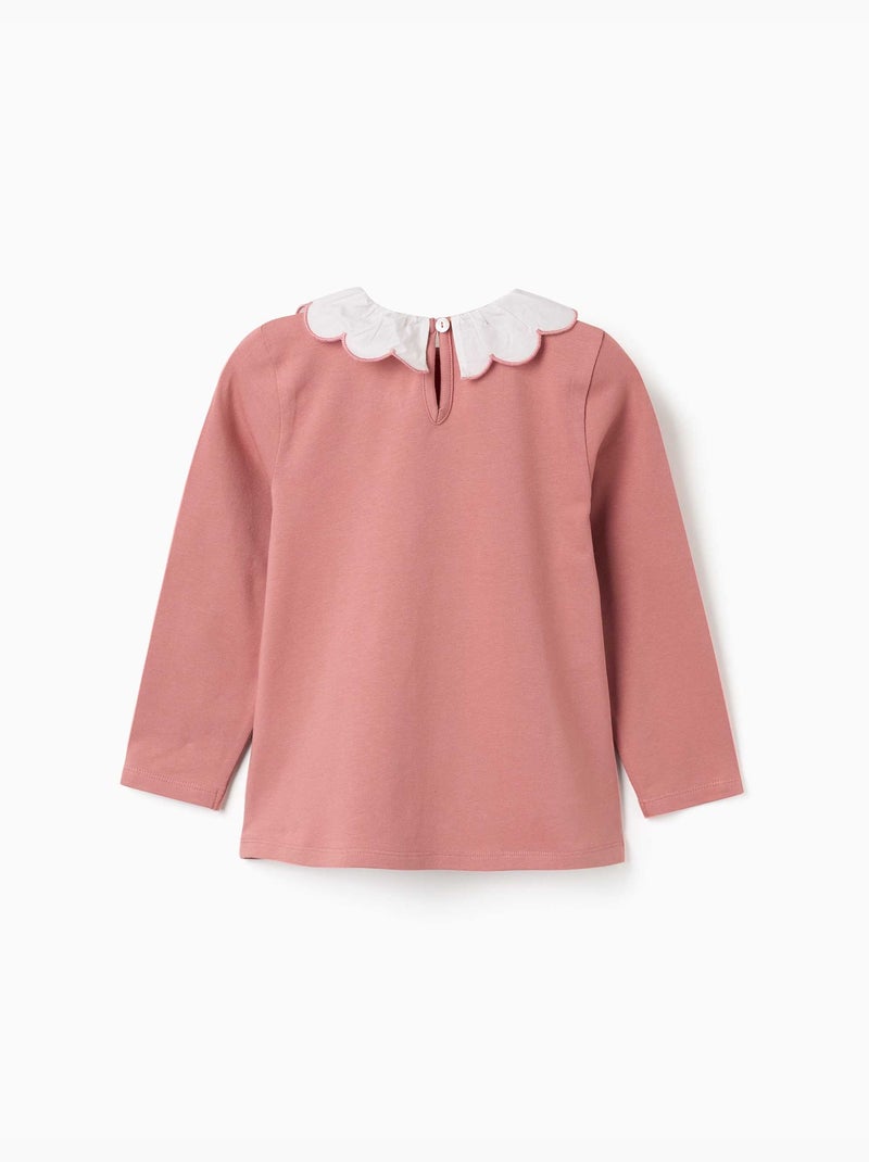 T-shirt en coton à manches longues avec imprimé artistique floral Rose - Kiabi