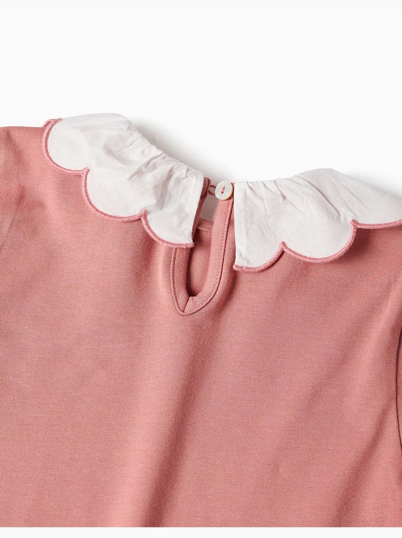 T-shirt en coton à manches longues avec imprimé artistique floral Rose - Kiabi