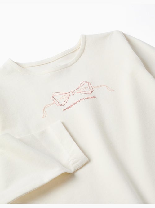T-shirt en coton à manches longues avec imprimé et ourlet volanté - Kiabi