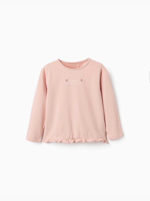 T-shirt en coton à manches longues avec imprimé et ourlet volanté - Kiabi T-shirt en coton à manches longues avec imprimé et ourlet volanté - Kiabi