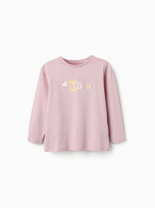 T-shirt en coton à manches longues avec imprimé et volants - Kiabi T-shirt en coton à manches longues avec imprimé et volants - Kiabi