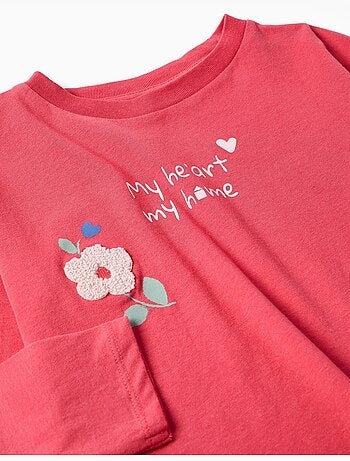 T-shirt en coton à manches longues avec imprimé fleurs