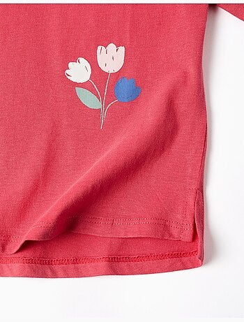 T-shirt en coton à manches longues avec imprimé fleurs