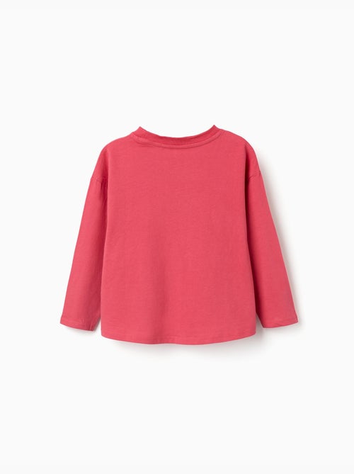 T-shirt en coton à manches longues avec imprimé fleurs - Kiabi