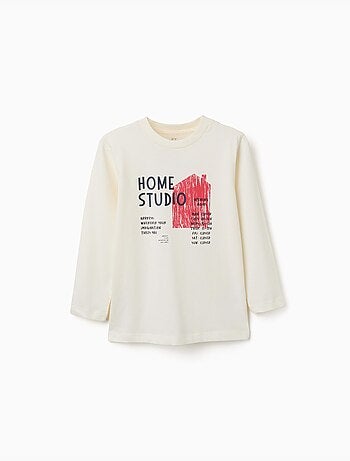 T-shirt en coton à manches longues avec imprimé create