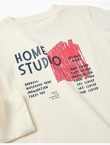 T-shirt en coton à manches longues avec imprimé create