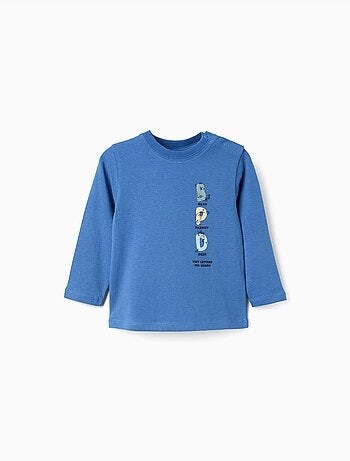 T-shirt en coton à manches longues avec imprimé ours