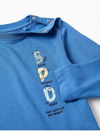 T-shirt en coton à manches longues avec imprimé ours