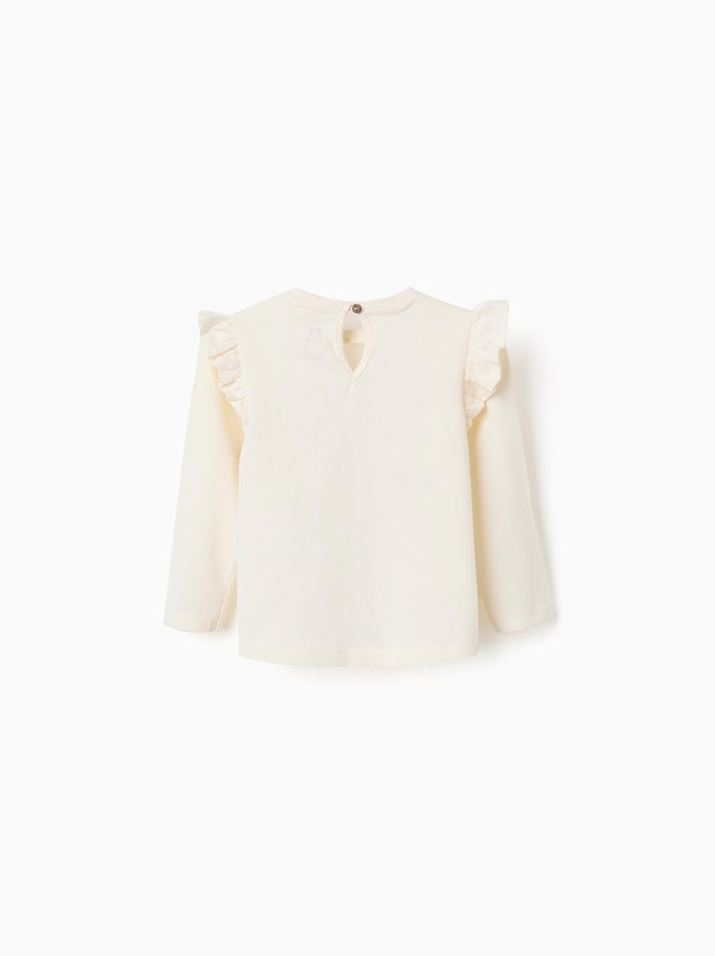 T-shirt en coton à manches longues avec imprimé maison Blanc - Kiabi