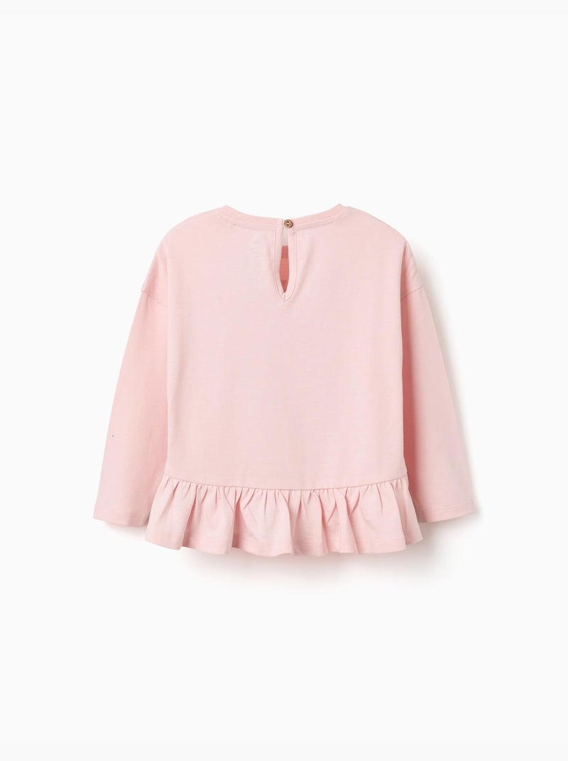 T-shirt en coton à manches longues avec imprimé minnie Rose - Kiabi