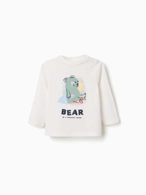 T-shirt en coton à manches longues avec imprimé ours - Kiabi T-shirt en coton à manches longues avec imprimé ours - Kiabi