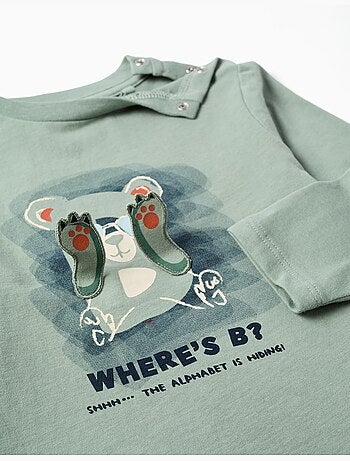 T-shirt en coton à manches longues avec imprimé perroquet