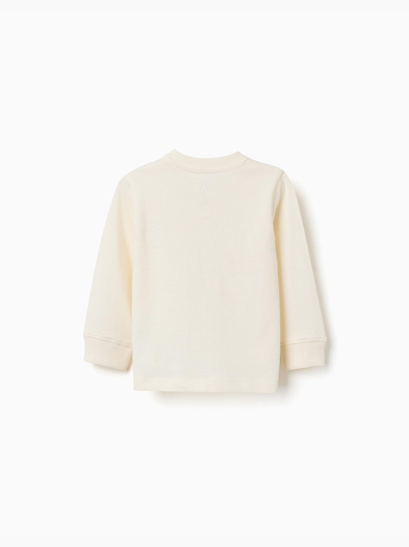 T-shirt en coton à manches longues avec imprimé peintre Blanc - Kiabi