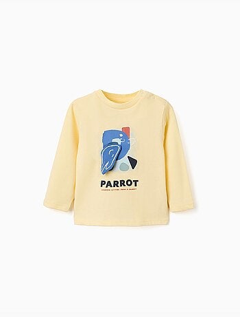 T-shirt en coton à manches longues avec imprimé perroquet