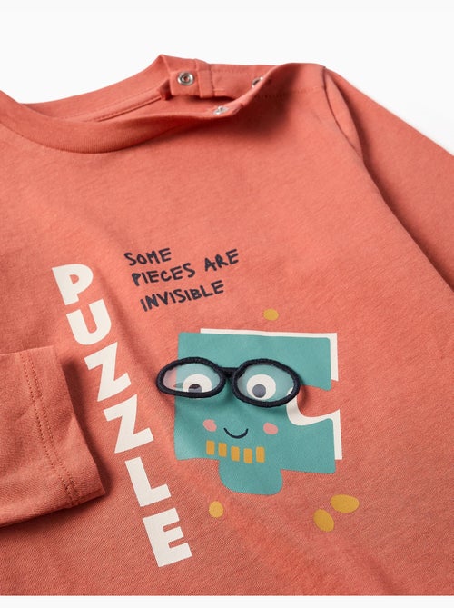 T-shirt en coton à manches longues avec imprimé Puzzle - Kiabi T-shirt en coton à manches longues avec imprimé Puzzle - Kiabi