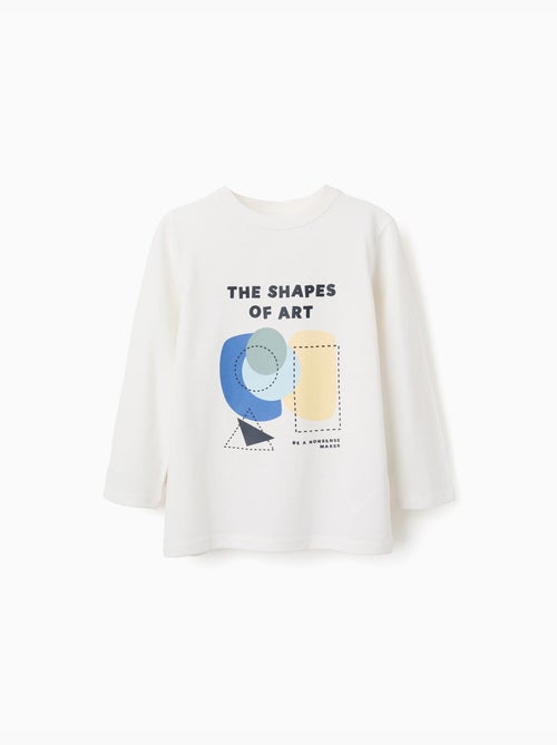 T-shirt en coton à manches longues avec imprimé Shapes - Kiabi T-shirt en coton à manches longues avec imprimé Shapes - Kiabi
