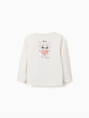 T-shirt en coton à manches longues avec imprimé stitch is cute