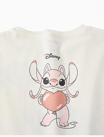 T-shirt en coton à manches longues avec imprimé stitch is cute