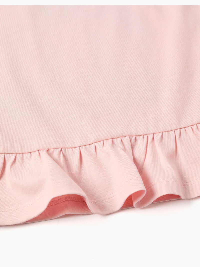 T-shirt en coton à manches longues avec imprimé stitch Rose - Kiabi