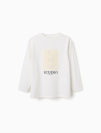 T-shirt en coton à manches longues avec imprimé studio