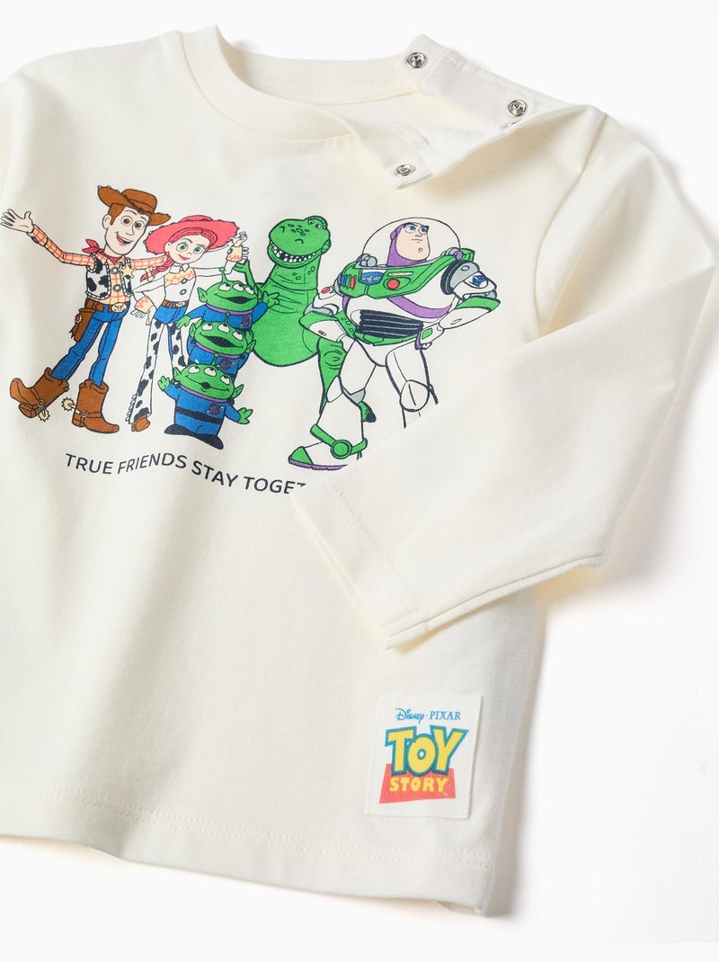 T-shirt en coton à manches longues avec imprimé Toy Story Blanc - Kiabi