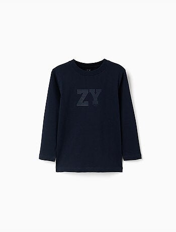 T-shirt en coton à manches longues avec imprimé ZY