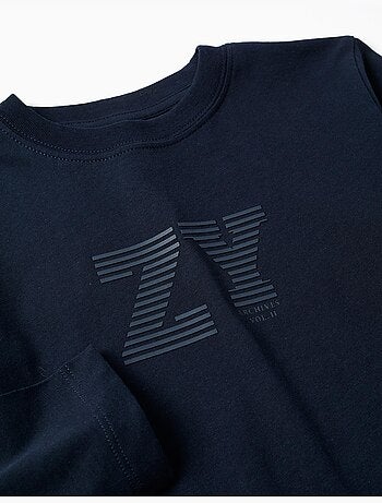 T-shirt en coton à manches longues avec imprimé ZY